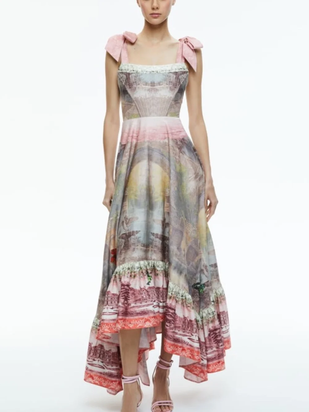Alice + Olivia Rosalee Versailles Corset Pink Tie Maxi Dress Bustier - Size 2 - Picture 1 of 10